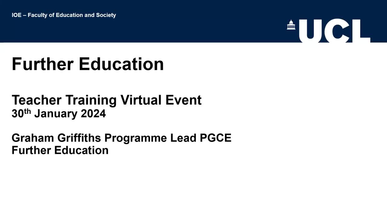  PGCE Further Education Overview and Q&A