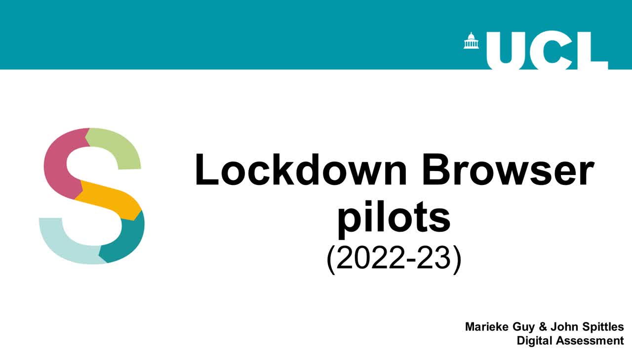  Lockdown Browser exam pilots at UCL in 202223