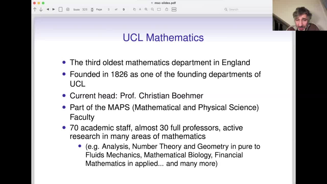 - UCL Mathematics - Postgraduate Virtual Open Day February 2024