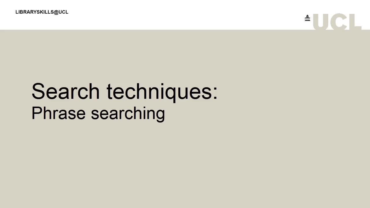 Search techniques Phrase searching