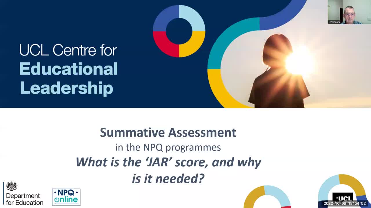 - Summative Assessment - What is a 'JAR' score, and why is it needed