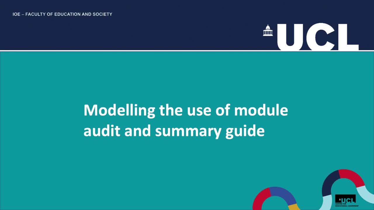 - Modelling the use of module audit and summary guide